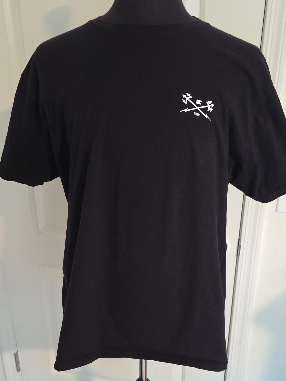 Men's Black Short Sleeve Graphic Tee with Front And Back Images